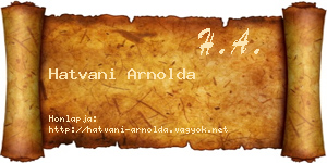 Hatvani Arnolda névjegykártya